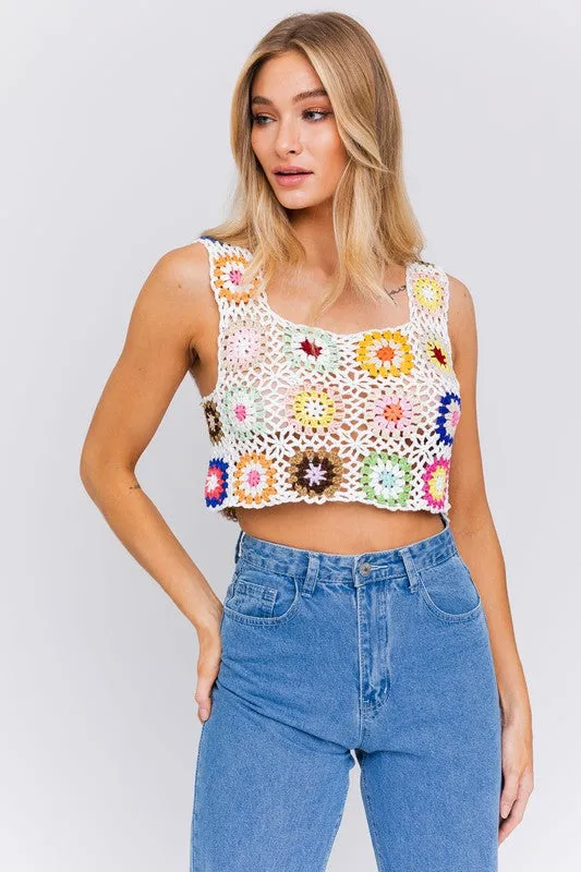 Sleeveless Multi Crochet Top