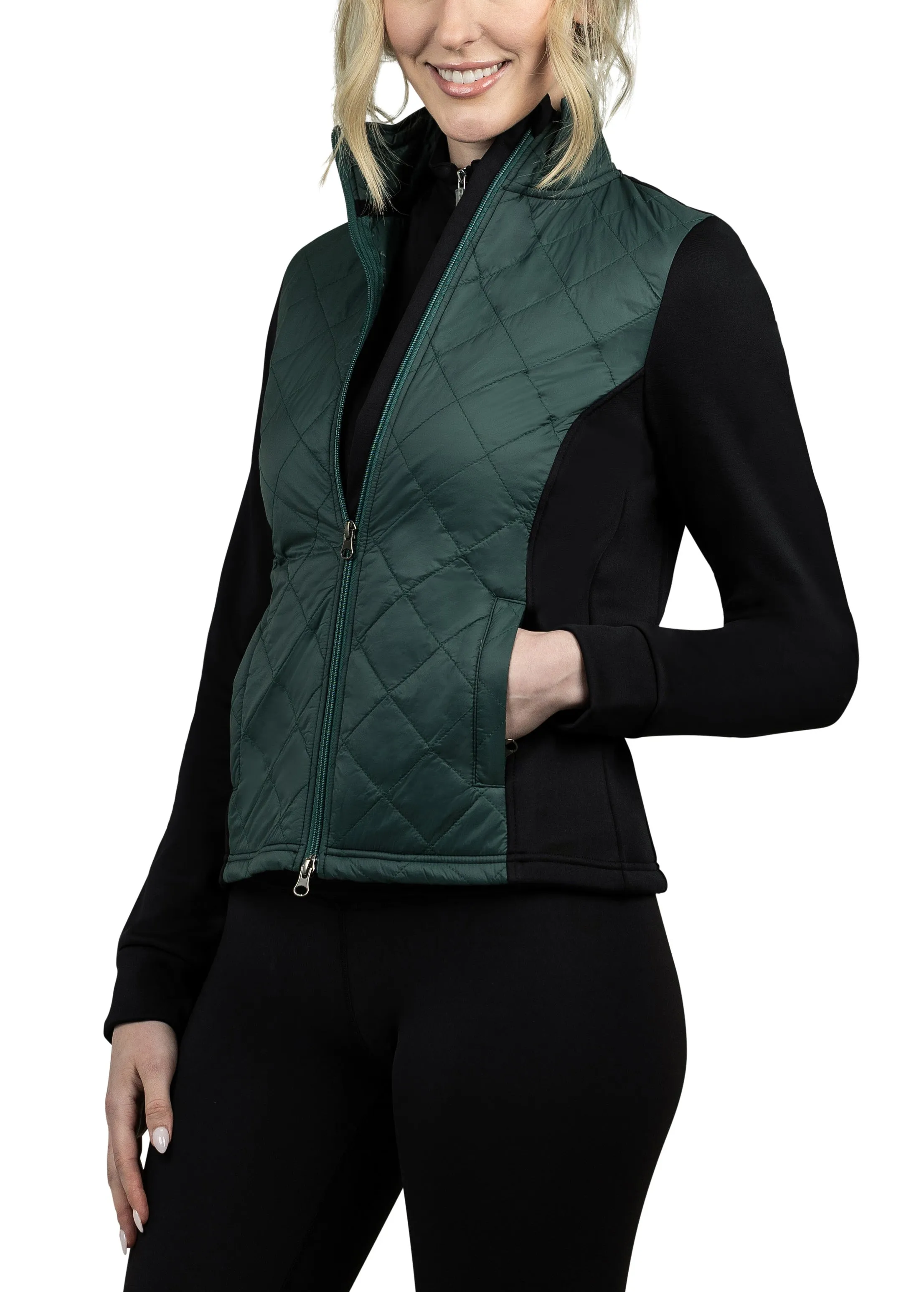 Slim Fit, Forest Green and Black Quilted Jacket - Final Sale