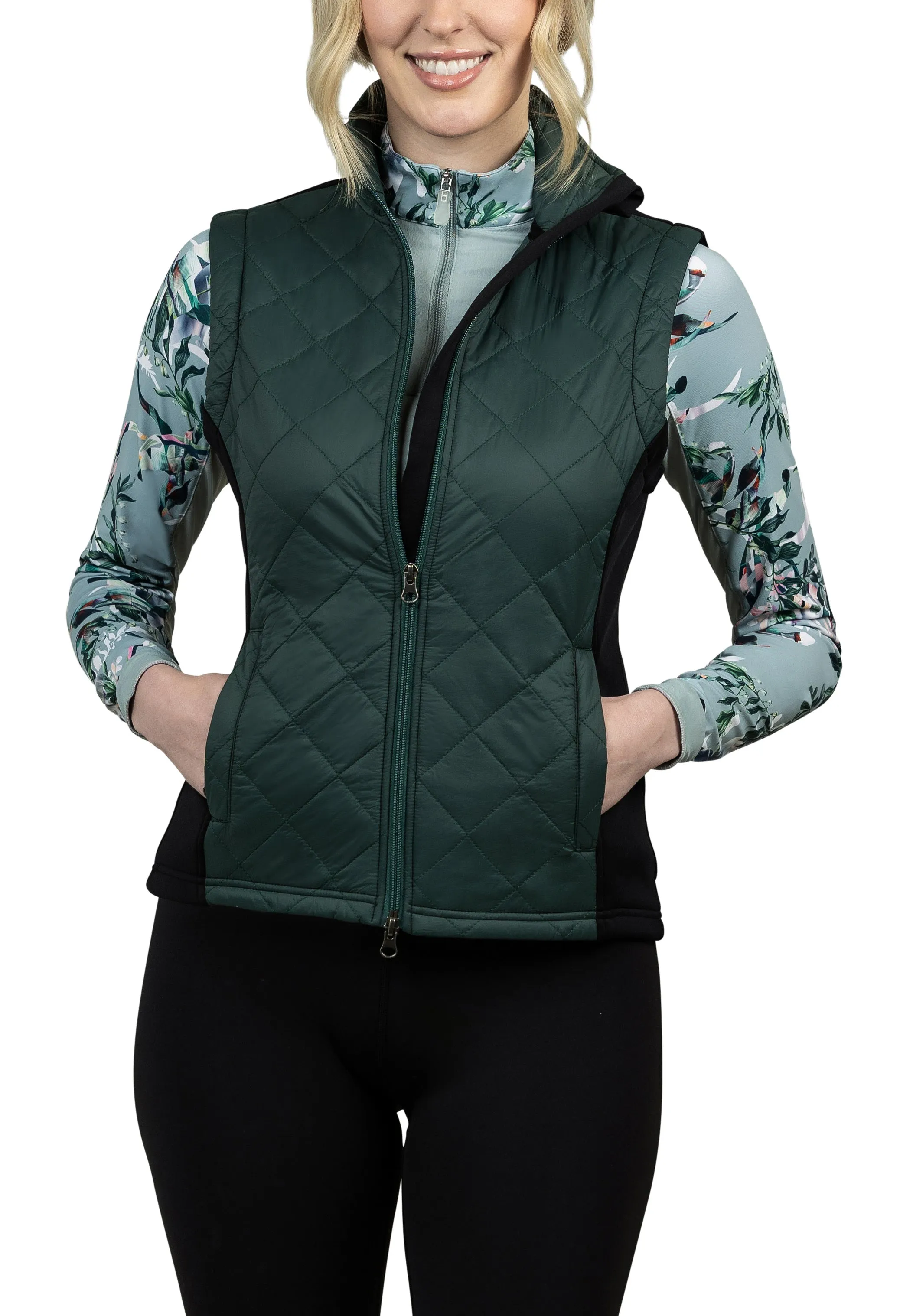 Slim Fit, Forest Green and Black Quilted Vest - Final Sale