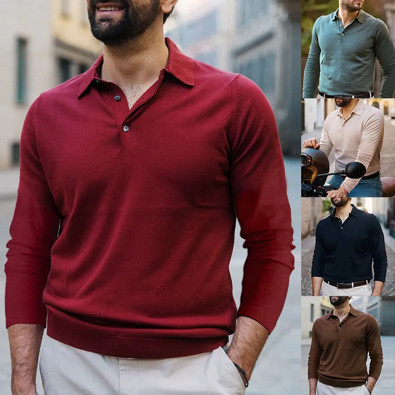 Solid Color Lapel Polo Shirt