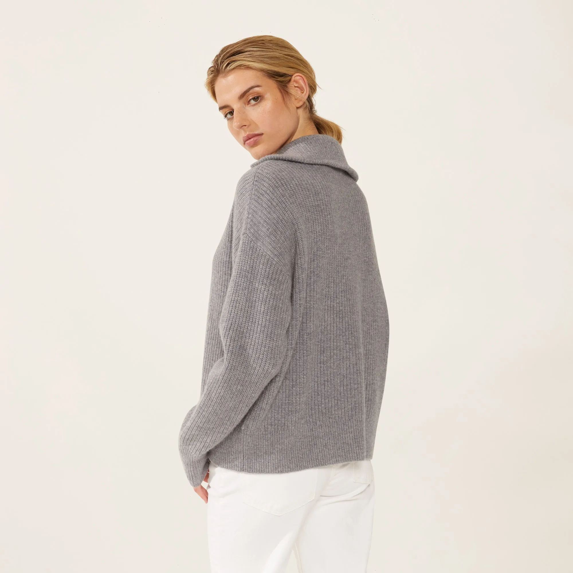 Sophia Chunky Cashmere Quarter Zip Pullover