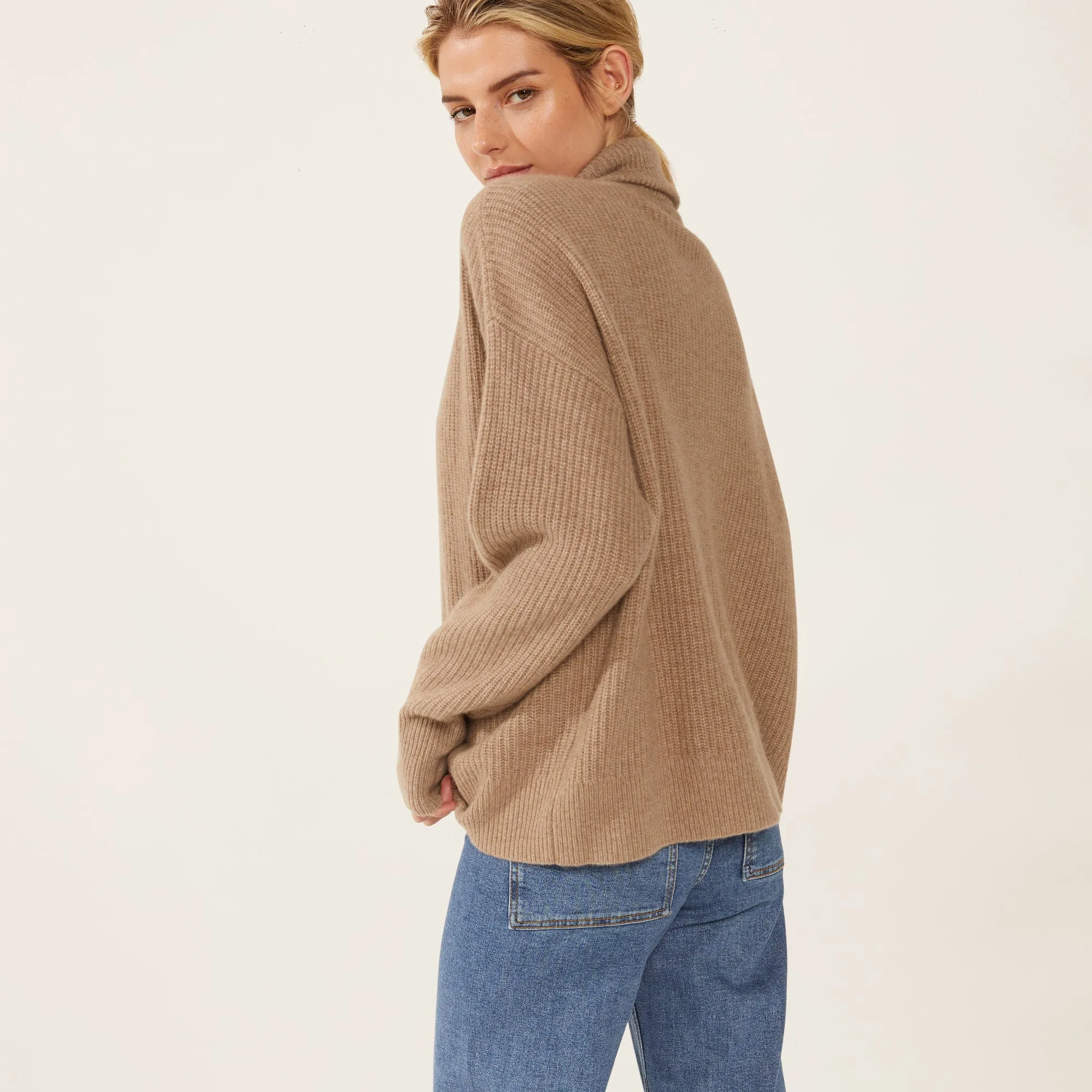 Sophia Chunky Cashmere Quarter Zip Pullover