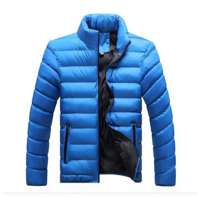 Stand Collar Parka Jacket Men's Solid Thick Jackets and Coats Winter Parkas