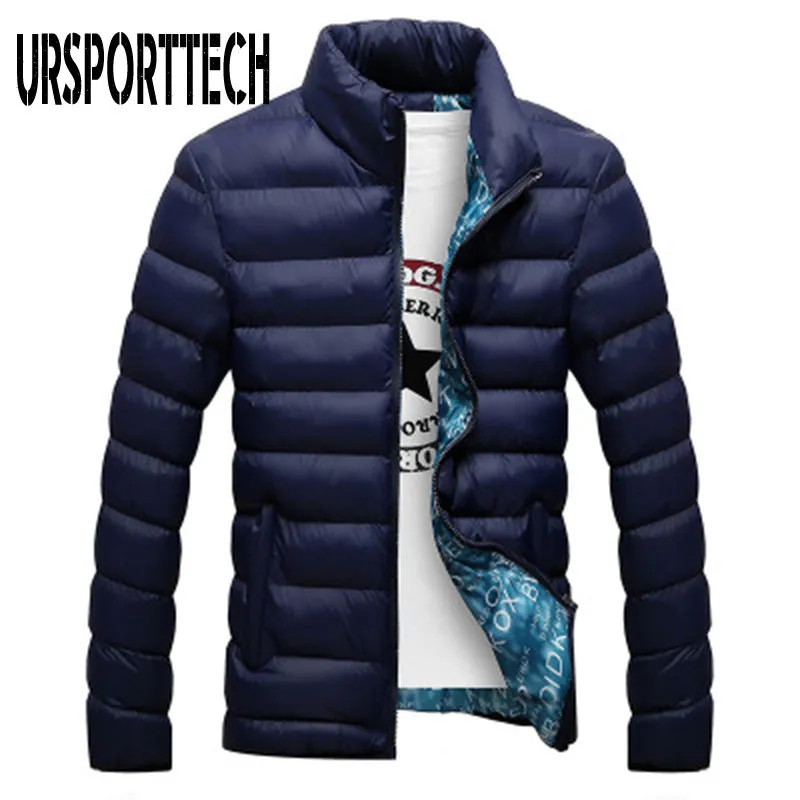 Stand Collar Parka Jacket Men's Solid Thick Jackets and Coats Winter Parkas