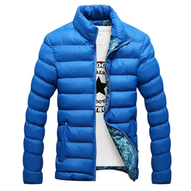 Stand Collar Parka Jacket Men's Solid Thick Jackets and Coats Winter Parkas