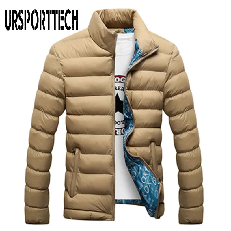 Stand Collar Parka Jacket Men's Solid Thick Jackets and Coats Winter Parkas