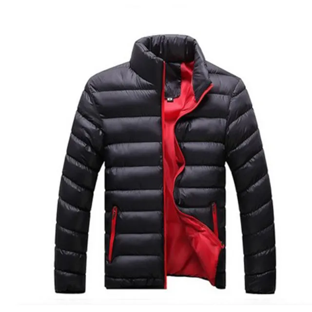 Stand Collar Parka Jacket Men's Solid Thick Jackets and Coats Winter Parkas