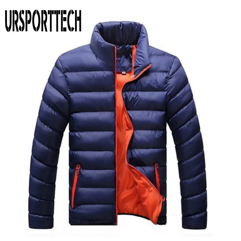 Stand Collar Parka Jacket Men's Solid Thick Jackets and Coats Winter Parkas