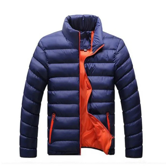 Stand Collar Parka Jacket Men's Solid Thick Jackets and Coats Winter Parkas