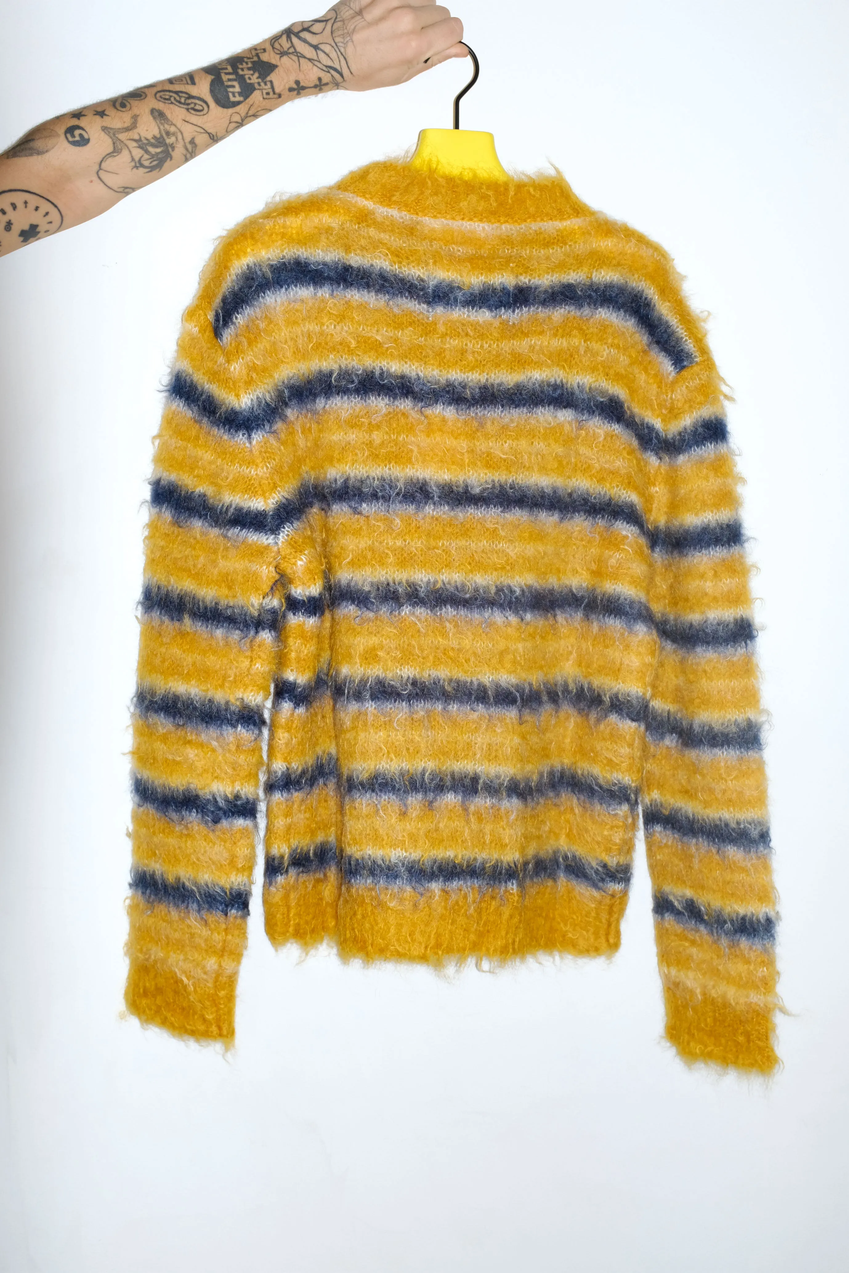 Sunflower Stripe Washed Mohair Crewneck Sweater