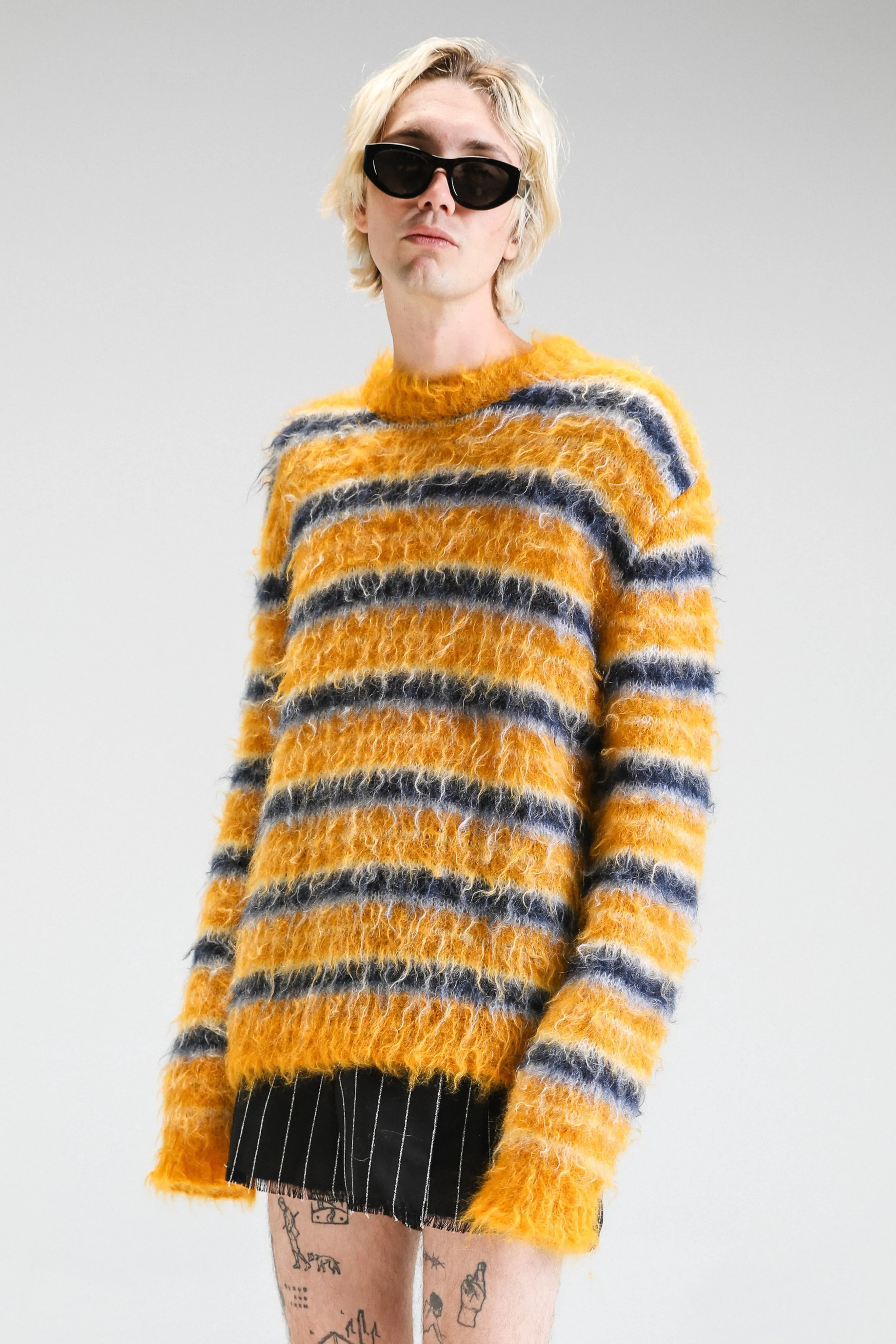 Sunflower Stripe Washed Mohair Crewneck Sweater