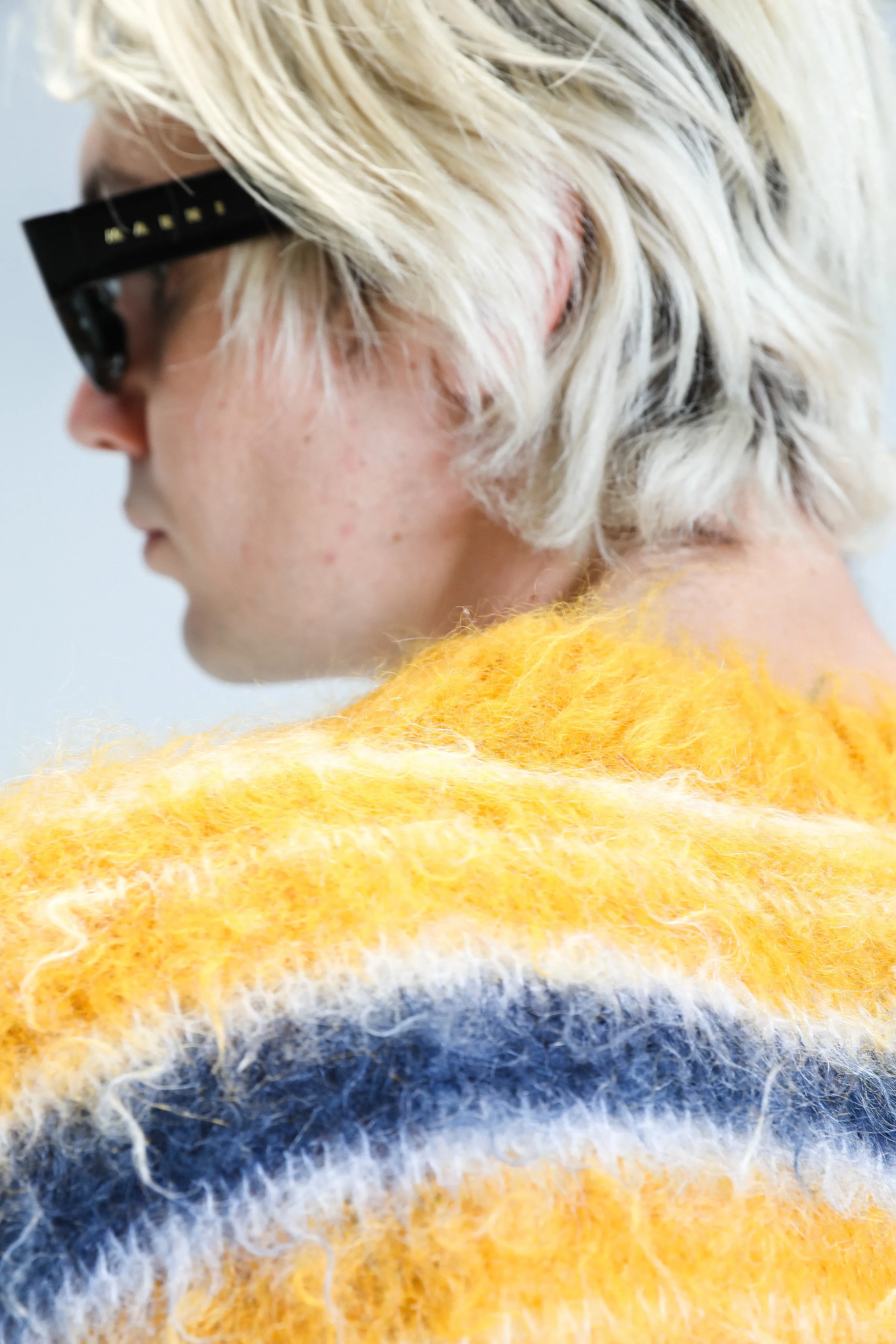 Sunflower Stripe Washed Mohair Crewneck Sweater