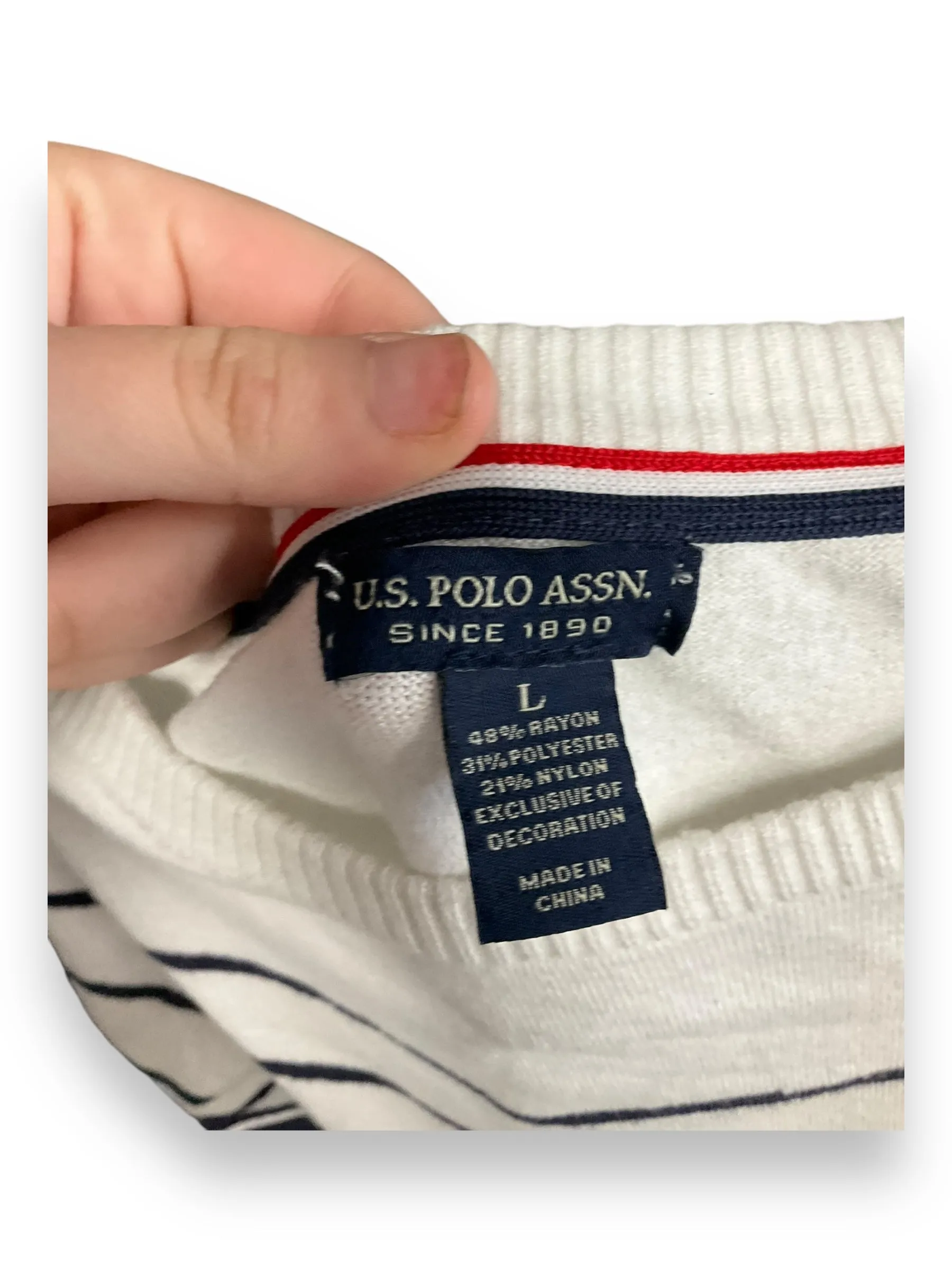 Sweater By Us Polo Assoc In Blue & White, Size: L