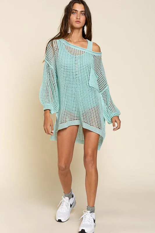 TEEK - Oversized Fit See Thru Pullover Sweater