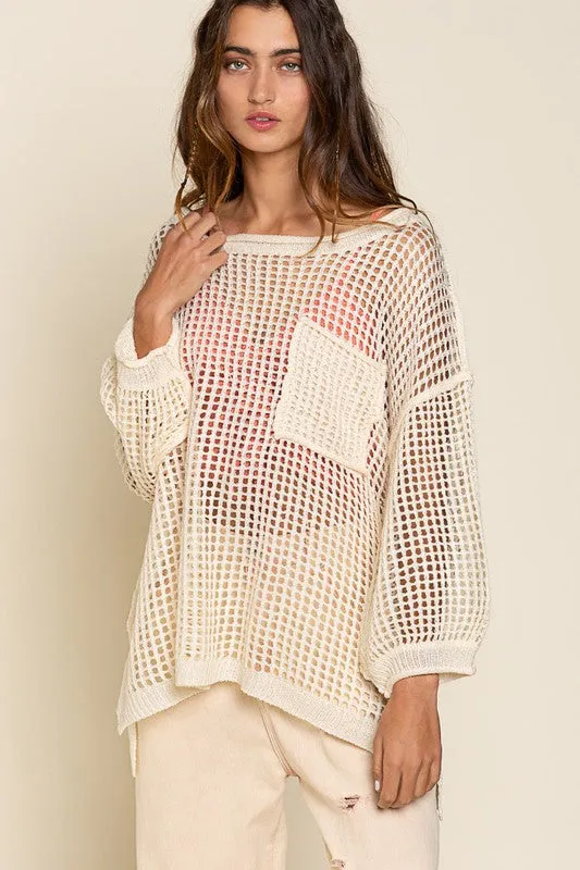 TEEK - Oversized Fit See Thru Pullover Sweater