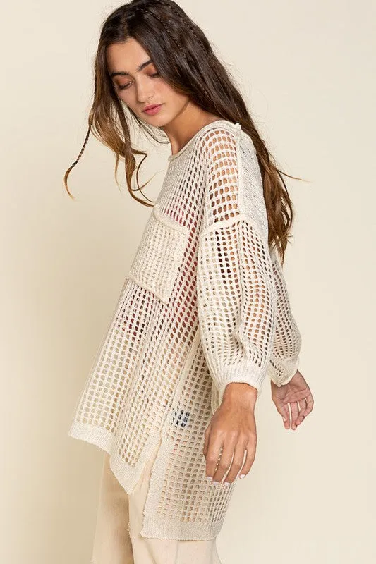 TEEK - Oversized Fit See Thru Pullover Sweater