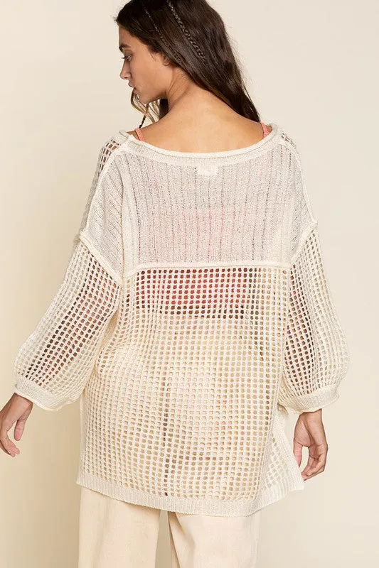 TEEK - Oversized Fit See Thru Pullover Sweater