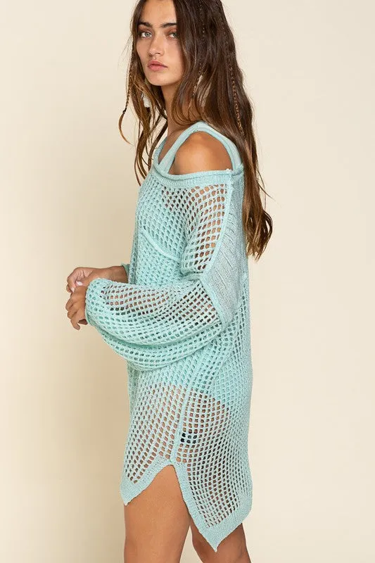 TEEK - Oversized Fit See Thru Pullover Sweater