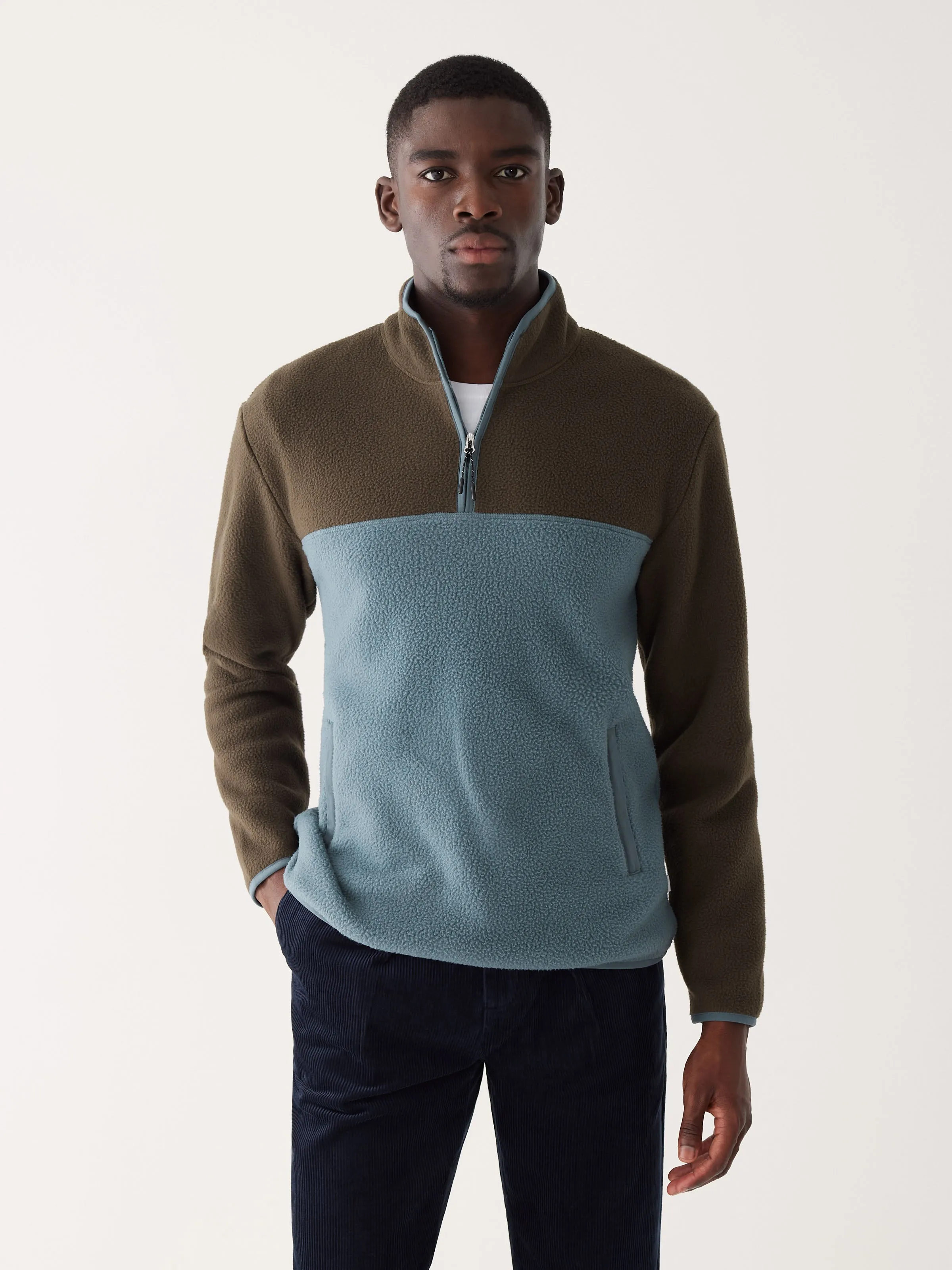 The Axis Colour Block Pullover in Stormy Blue