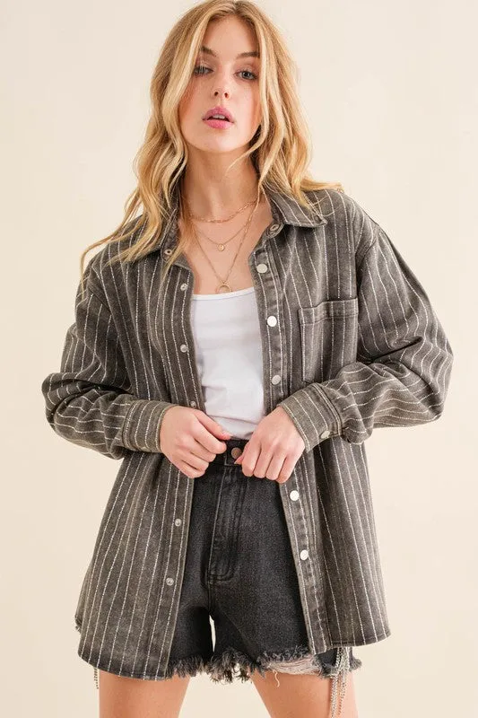 The Taylor Sparkle Stone Stripe Denim Jacket