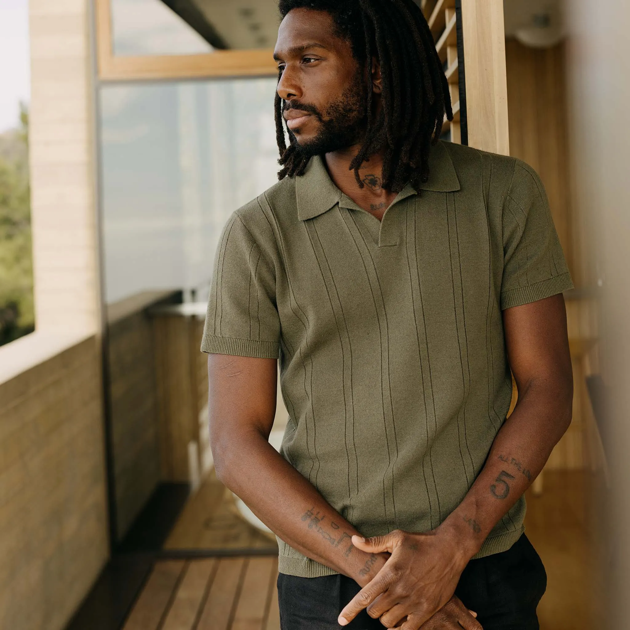 The Valencia Sweater Polo in Cilantro Rib