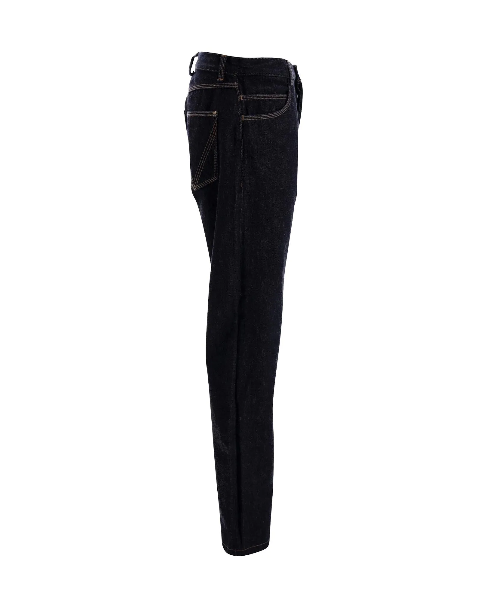 Timeless Navy Blue Straight Leg Denim Jeans with Contrast Stitching