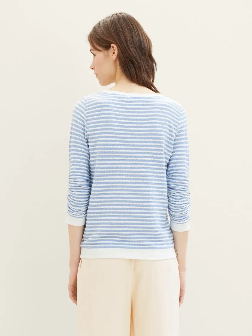 TOM TAILOR - Striped Jacquard Sweatshirt - 1039980