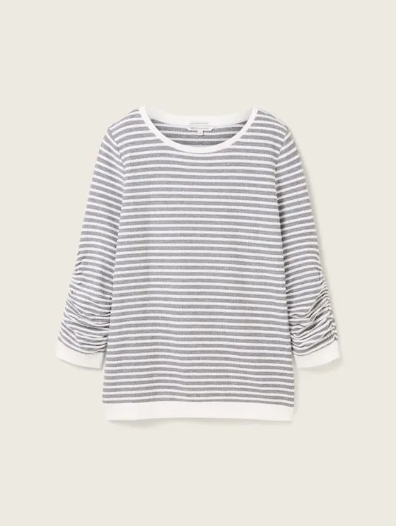 TOM TAILOR - Striped Jacquard Sweatshirt - 1039980