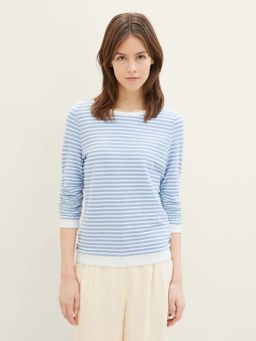 TOM TAILOR - Striped Jacquard Sweatshirt - 1039980