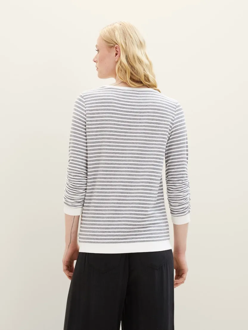 TOM TAILOR - Striped Jacquard Sweatshirt - 1039980