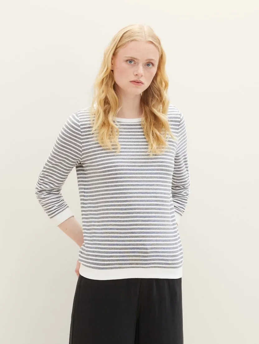 TOM TAILOR - Striped Jacquard Sweatshirt - 1039980