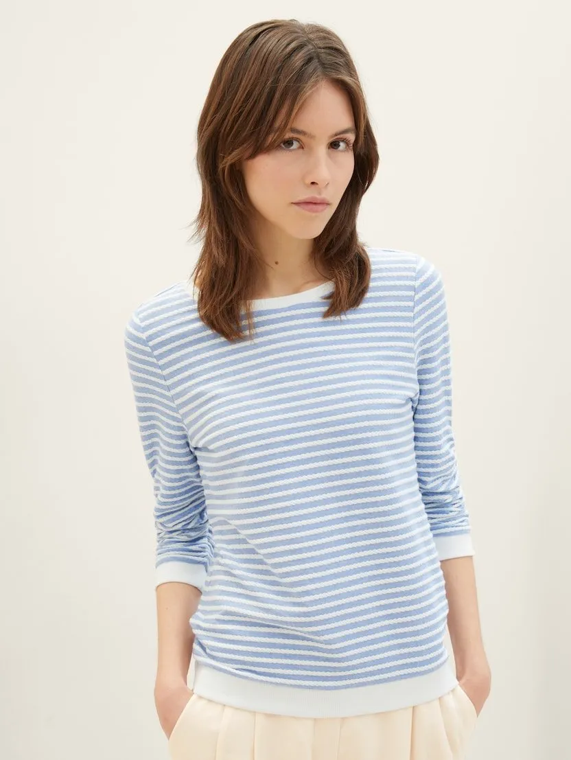 TOM TAILOR - Striped Jacquard Sweatshirt - 1039980