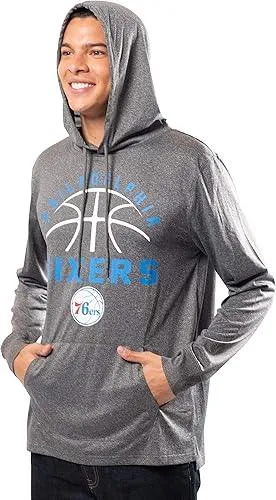 Ultra Game NBA Official Men’s Super Soft Lightweight Pullover Hoodie Sweatshirt - Unisex, Philadelphia 76ers, Heather Charcoal|Philadelphia 76ers