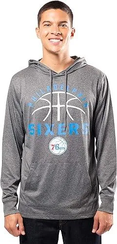 Ultra Game NBA Official Men’s Super Soft Lightweight Pullover Hoodie Sweatshirt - Unisex, Philadelphia 76ers, Heather Charcoal|Philadelphia 76ers