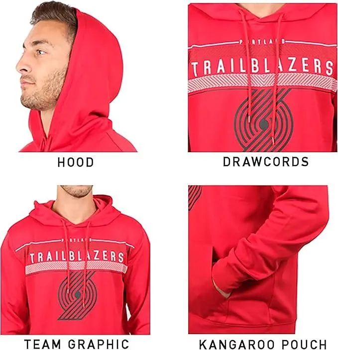 Ultra Game NBA Official Men’s Super Soft Midtown Hoodie Pullover Sweatshirt - Unisex, Portland Trail Blazers|Portland Trail Blazers