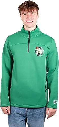 Ultra Game NBA Official Men’s Super Soft  Quarter Zip Pullover Sweatshirt with Zipper Pockets - Unisex, Boston Celtics, Team Color|Boston Celtics