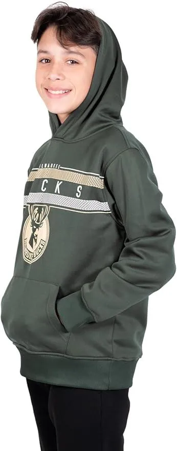 Ultra Game NBA Official Youth  Super Soft Showtime Pullover Hoodie Sweatshirt, Milwaukee Bucks, Team Color|Milwaukee Bucks