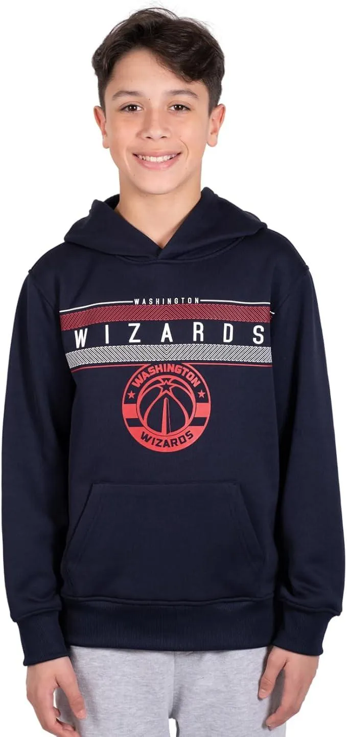 Ultra Game NBA Official Youth  Super Soft Showtime Pullover Hoodie Sweatshirt, Washington Wizards, Team Color|Washington Wizards