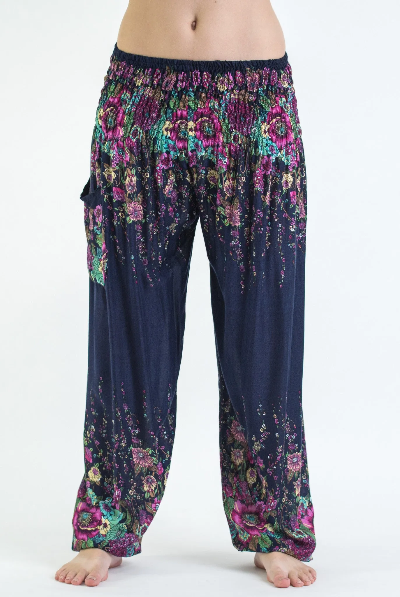 Unisex Floral Harem Pants in Blue