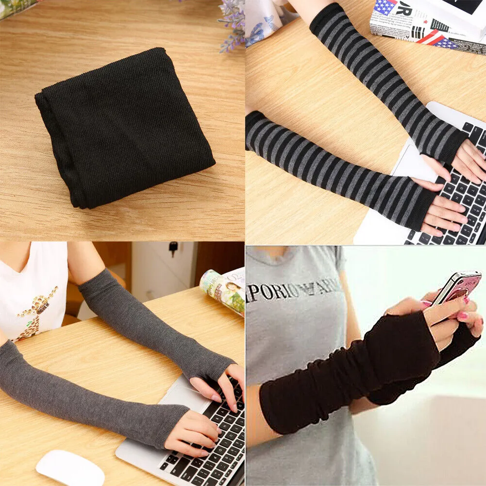 US 4-8 Pairs 19'' Long Arm Sleeve Protect Sun Block Fingerless Glove All Seasons