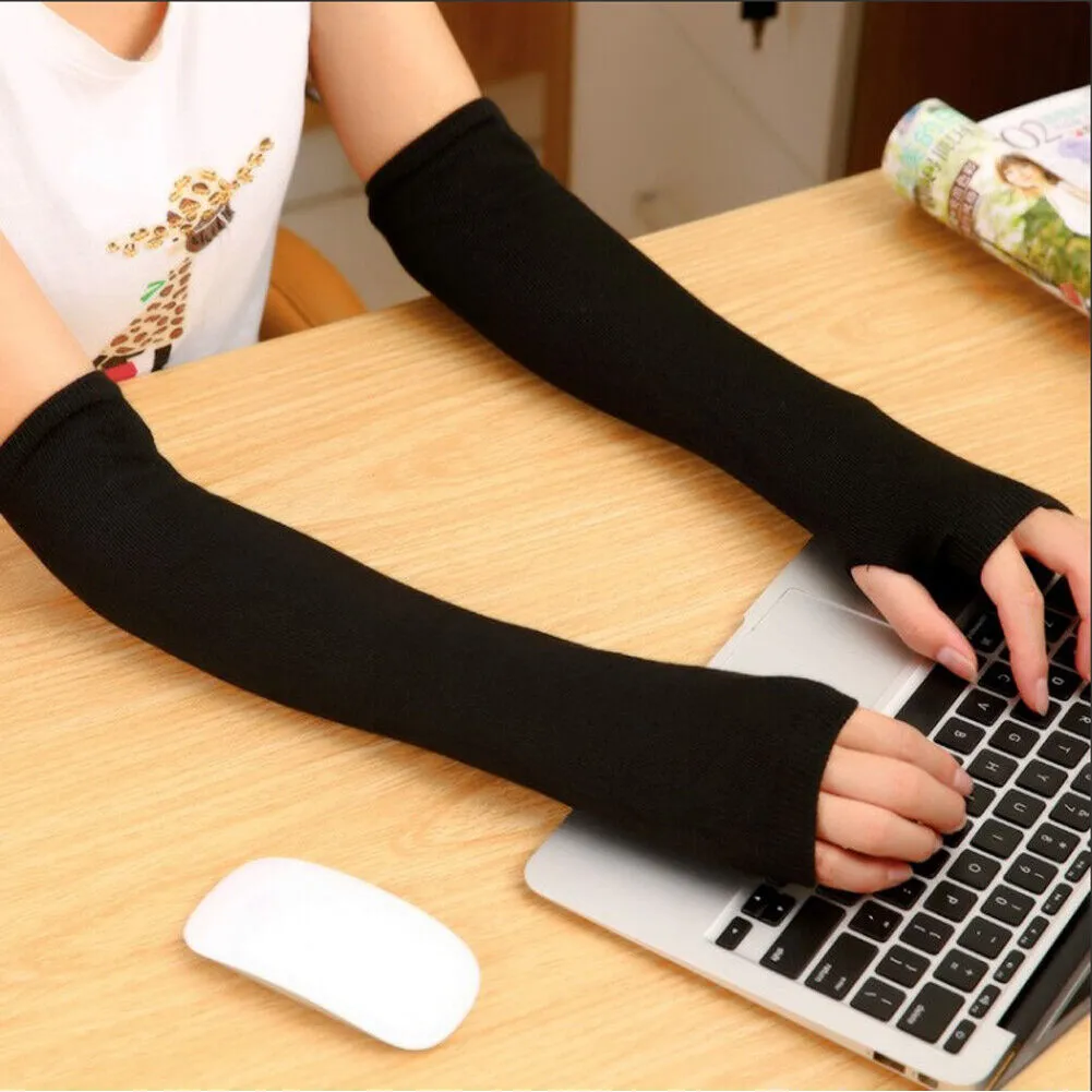 US 4-8 Pairs 19'' Long Arm Sleeve Protect Sun Block Fingerless Glove All Seasons