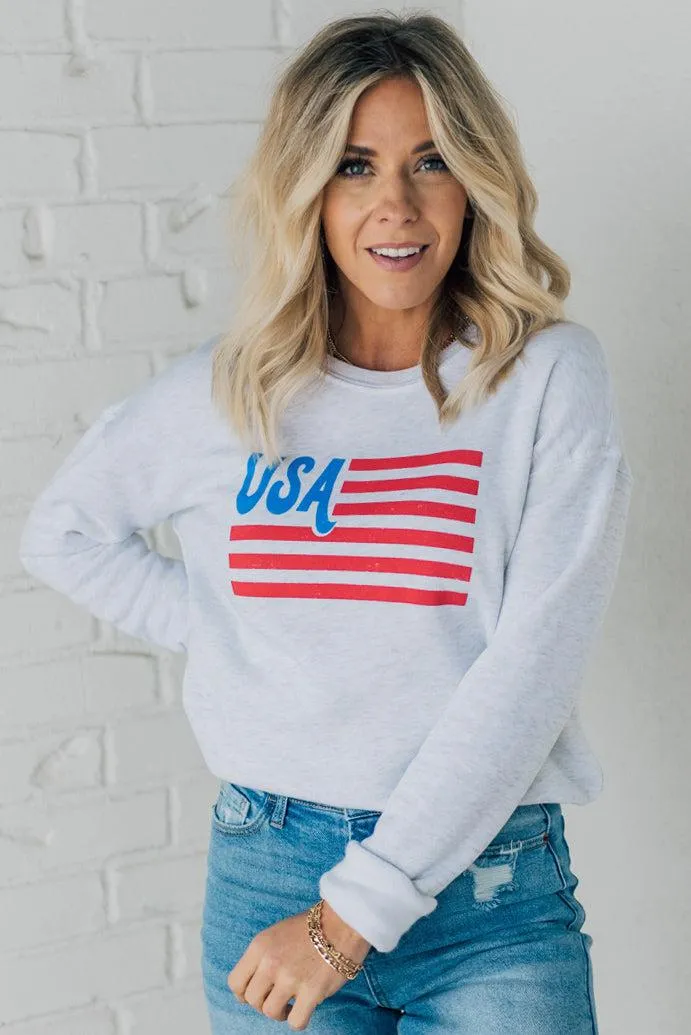 USA Flag Fleece Pullover