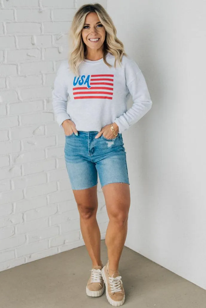 USA Flag Fleece Pullover