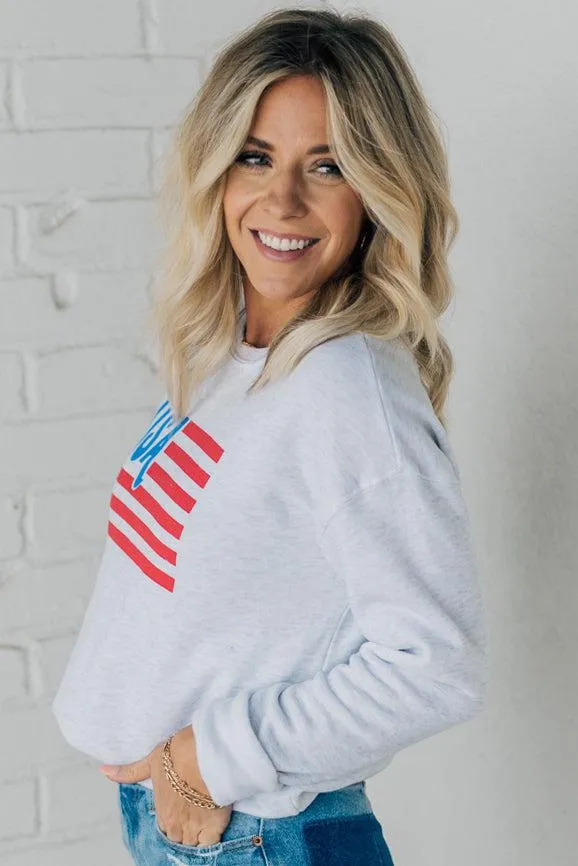 USA Flag Fleece Pullover