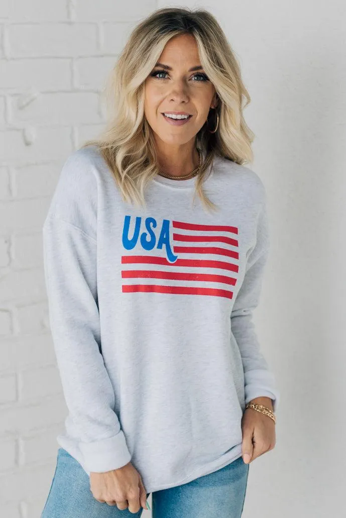 USA Flag Fleece Pullover