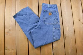 Vintage 1990s Carhartt Blue Denim Work Pants Size 33 x 28