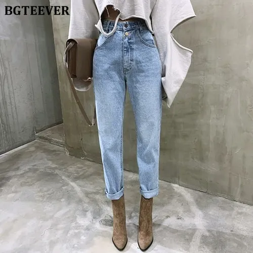 Vintage High Waist Straight Jeans Pant for Women