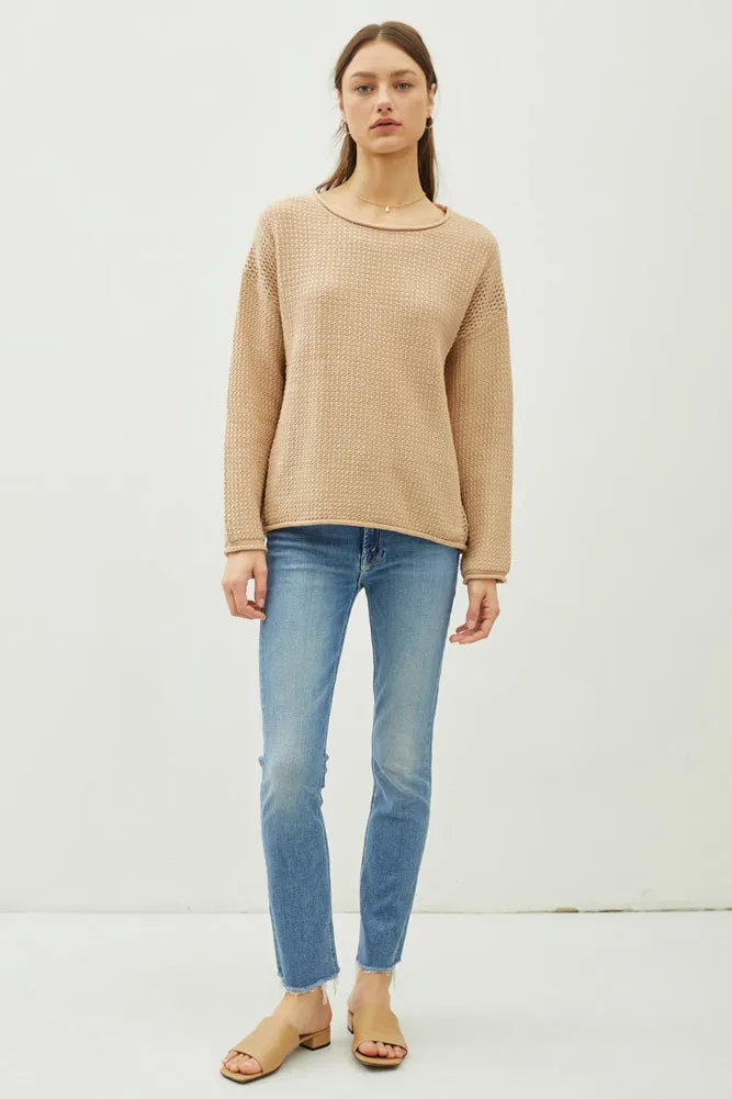 Waffle Knit Sweater in Taupe by be cool