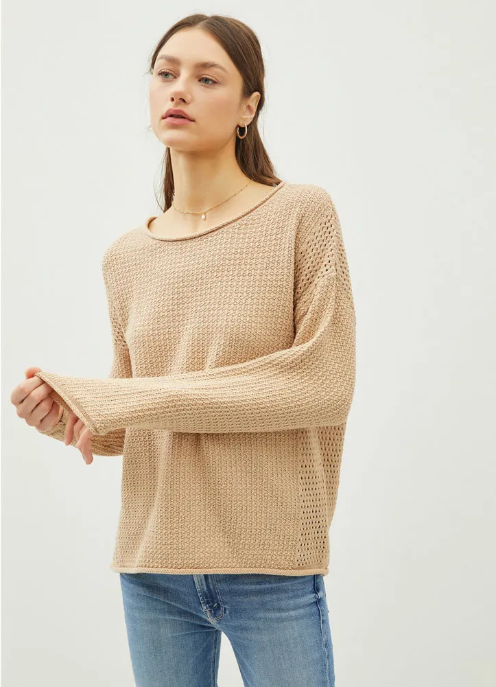 Waffle Knit Sweater in Taupe by be cool