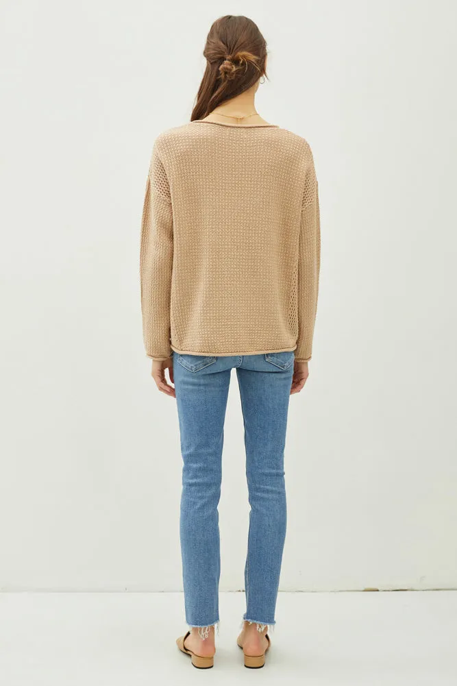 Waffle Knit Sweater in Taupe by be cool